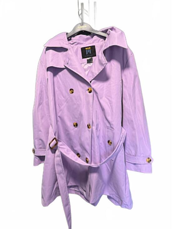Jackets & Blazers - Lavender Purple Trench Coat with Hood and Belt